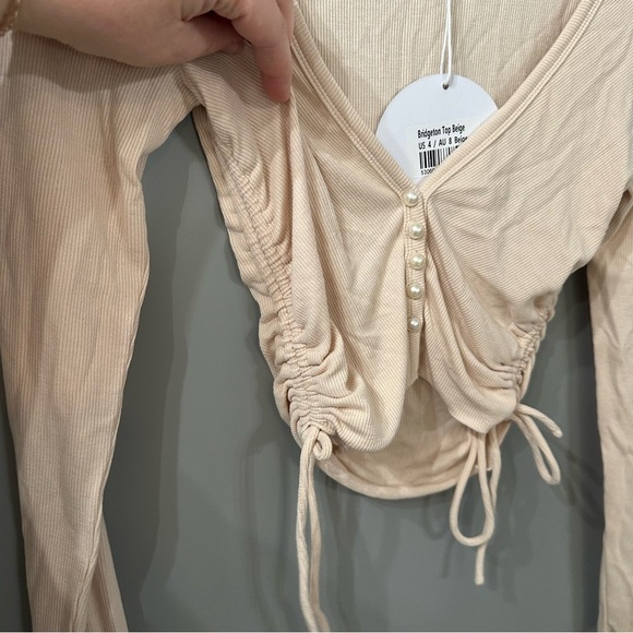 NWT Princess Polly Beige Crop Top Bridgeton Top Size 4 - Picture 5 of 6